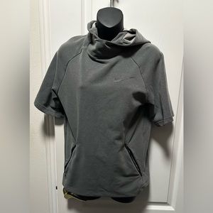 Nike hooded short sleeve work out top. Moisture wickening dri fit size medium